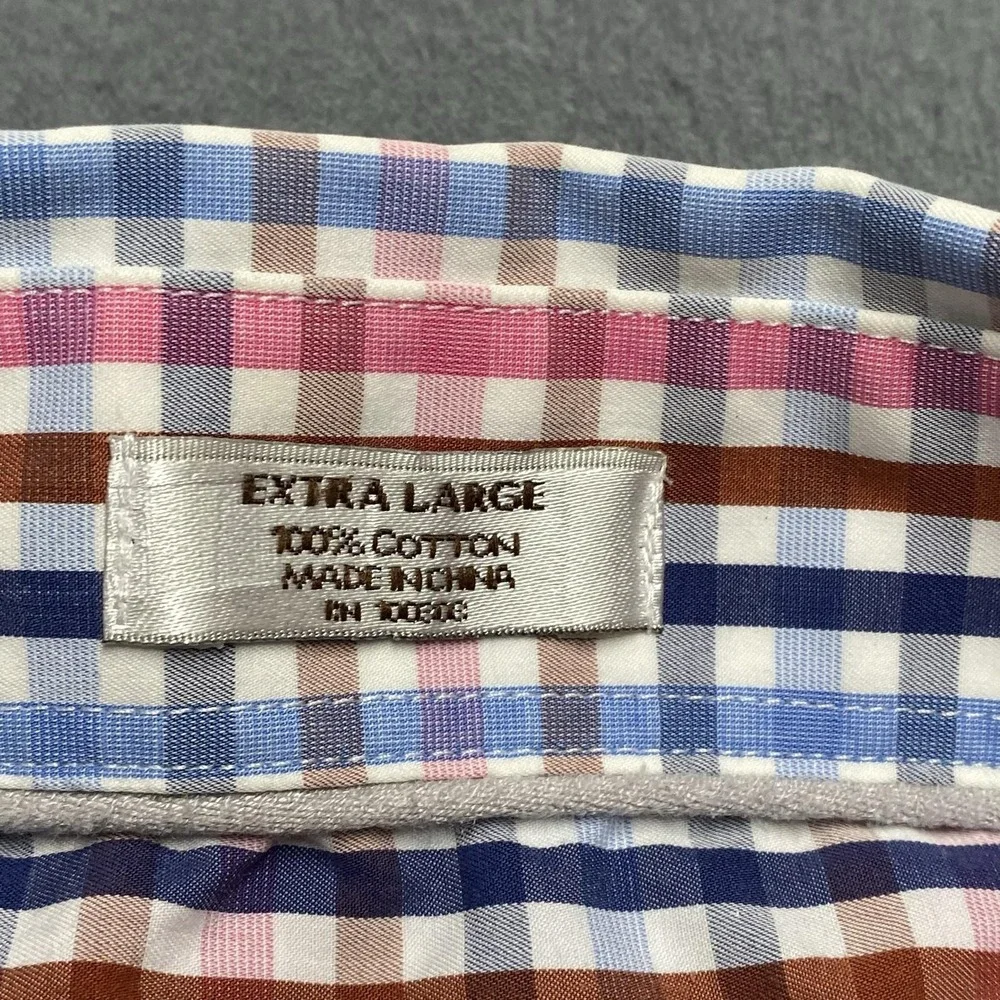 Peter Millar Shirt Mens XL Multicolor Check Short‎ Sleeve Button Down Casual